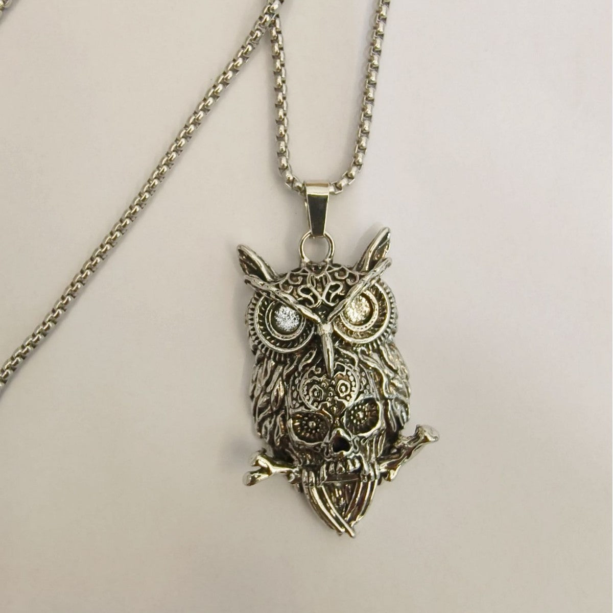Wholesale Owl Skull Vintage Stainless Steel Men's Necklace