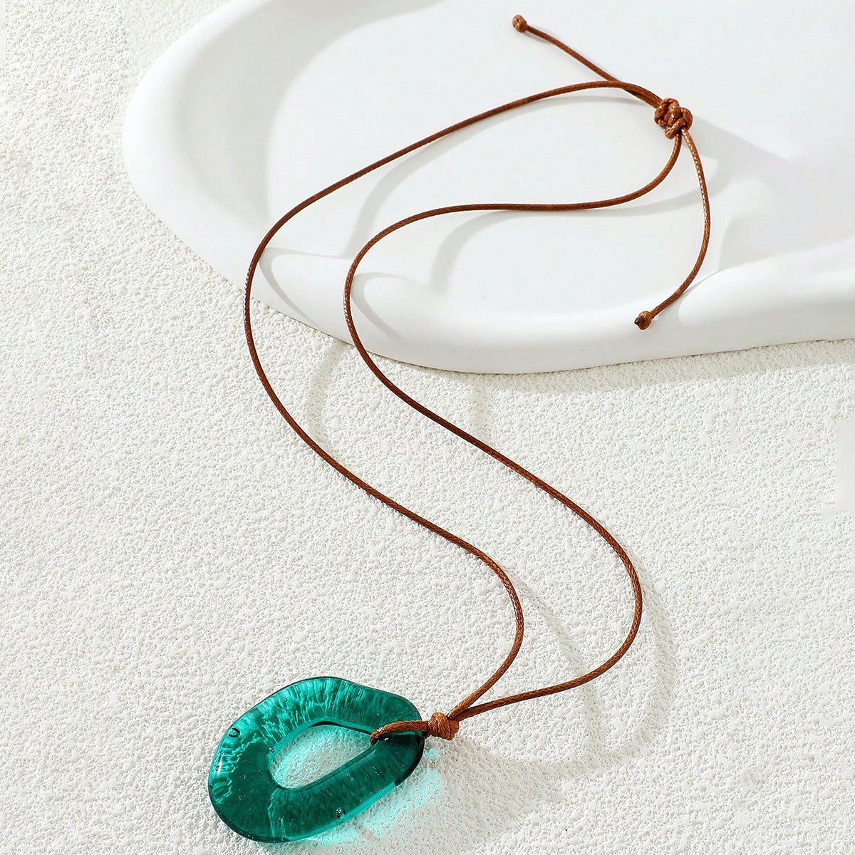 Wholesale Glass Sun Cross Geometric Pendant Rope Necklace