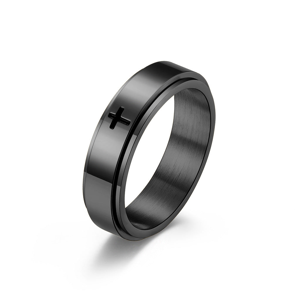 Wholesale Cross rotatable stainless steel ring