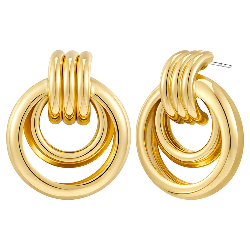 Wholesale Golden Creative Geometric Circle Earrings