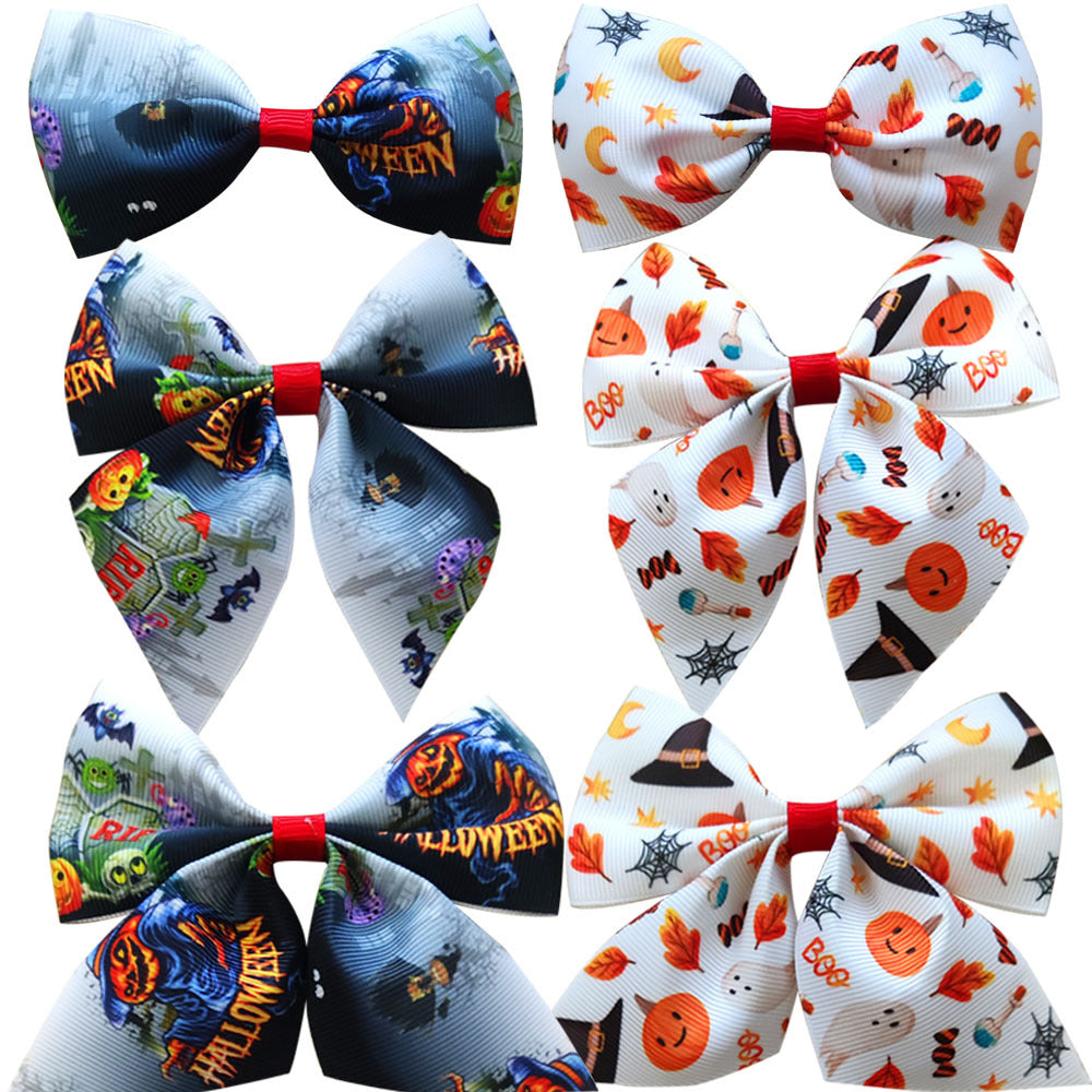 Wholesale Halloween 3-piece Set Printed Girl's Bow Hairpin