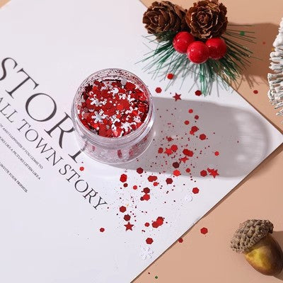 Wholesale DIY Christmas Colors Snowflake Stars Christmas Tree Flow Hemp Dropping Glue Mixed Glitter