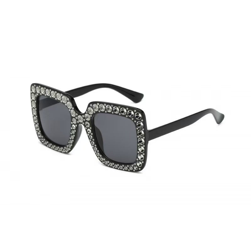 Wholesale Large box diamond studded street photography UV resistant sunglasses
