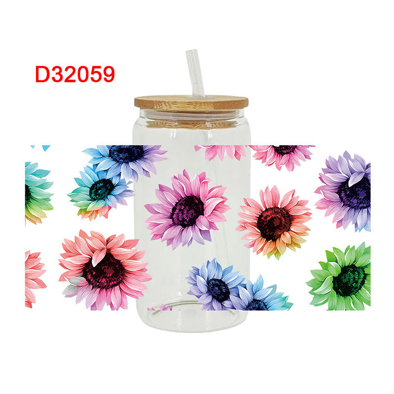Wholesale Colorful sunflower 16oz Cup UV DTF Wrap