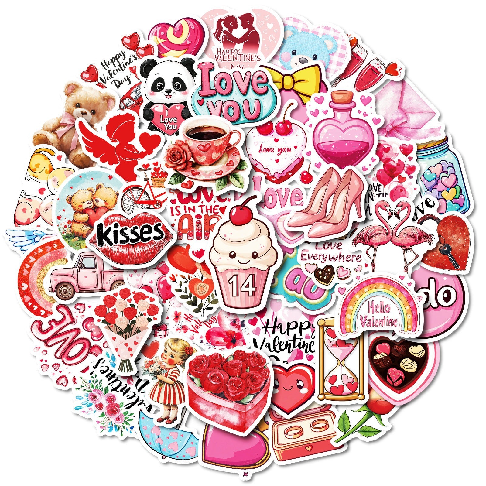 Wholesale 300pcs Romantic Pink Valentine' s Day Love Chocolate Stickers