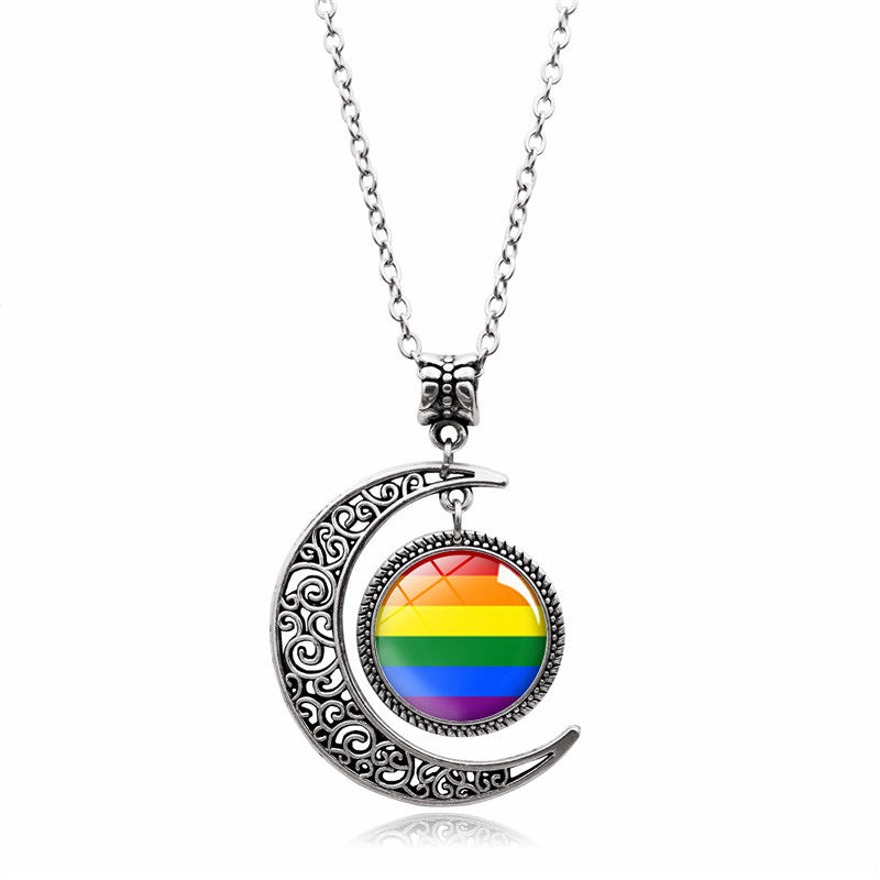 Wholesale Rainbow Moon Pendant Necklaces