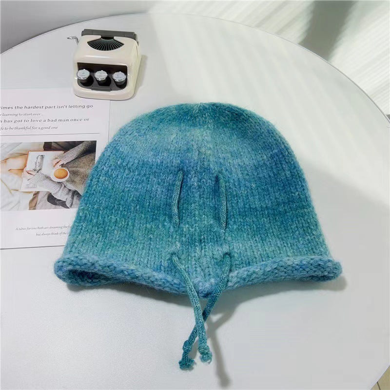 Wholesale Gradient Color Drawstring Curled Hem Pile Hat