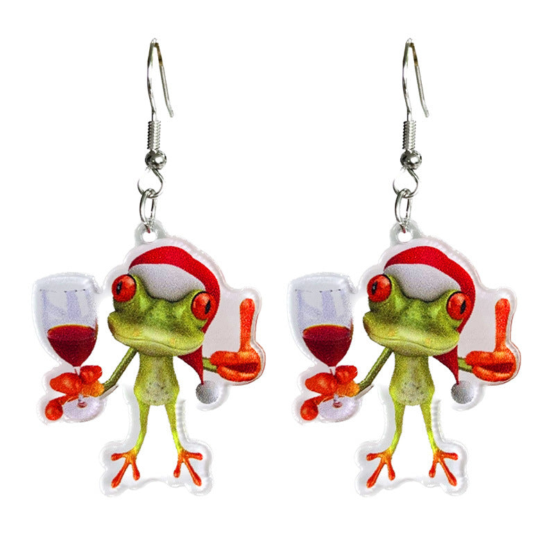 Wholesale Christmas Animal Cute Cat Rabbit Frog Western Bullhead Dog Earrings