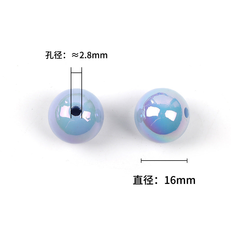 Wholesale 100pcs UV color plated solid color round beads 16mm acrylic beads