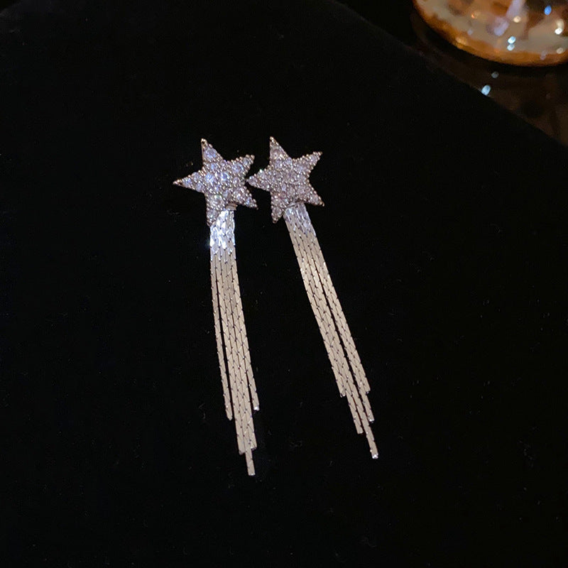 Wholesale Diamond Butterfly Flower Five Pointed Star Tassel Alloy Earrings