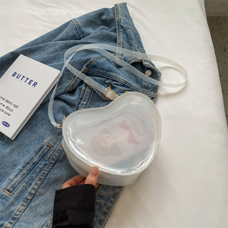 Bolso de corazón translúcido de PVC al por mayor