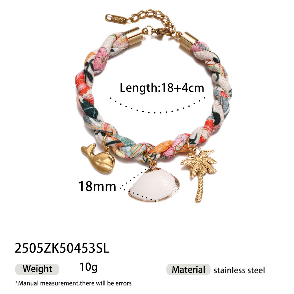 Wholesale Tina European and American Stainless Steel Pendant Necklace Sweet Cool Sexy Style Silk f Braided Colorful Necklace Clavicle Chain Necklace Jewelry