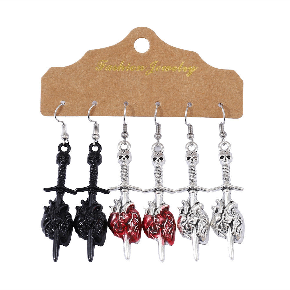 Wholesale  Retro Gothic Skull Earring Set