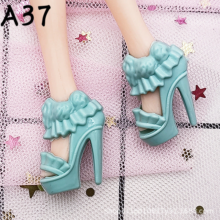 Wholesale 30cm High Heels Black Shoes Sandals Girls Play House Toy Accessories Shoes Gift