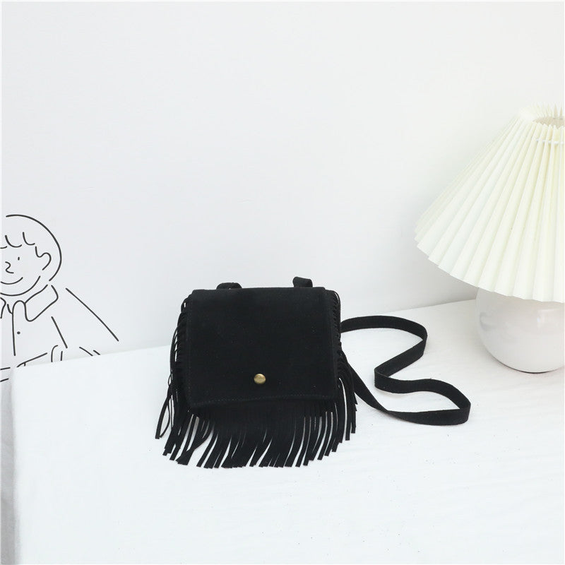 Wholesale Suede Leopard Print Tassel Kids Messenger Bag