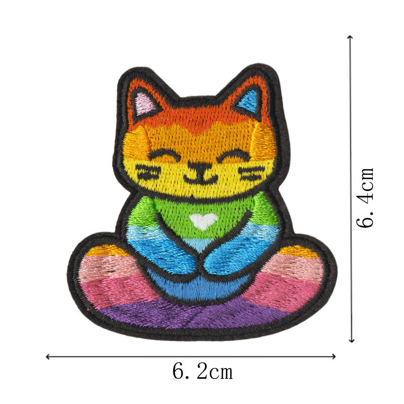 Wholesale Cute Cartoon Cat Embroidery Patches Iron On DIY Sewing Set Of 9 For Clothing Trendy Craft