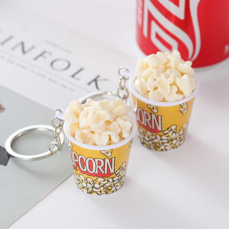 Wholesale Simulation food popcorn bucket keychain