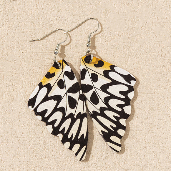 Wholesale Painted Butterfly PU Leather Earrings