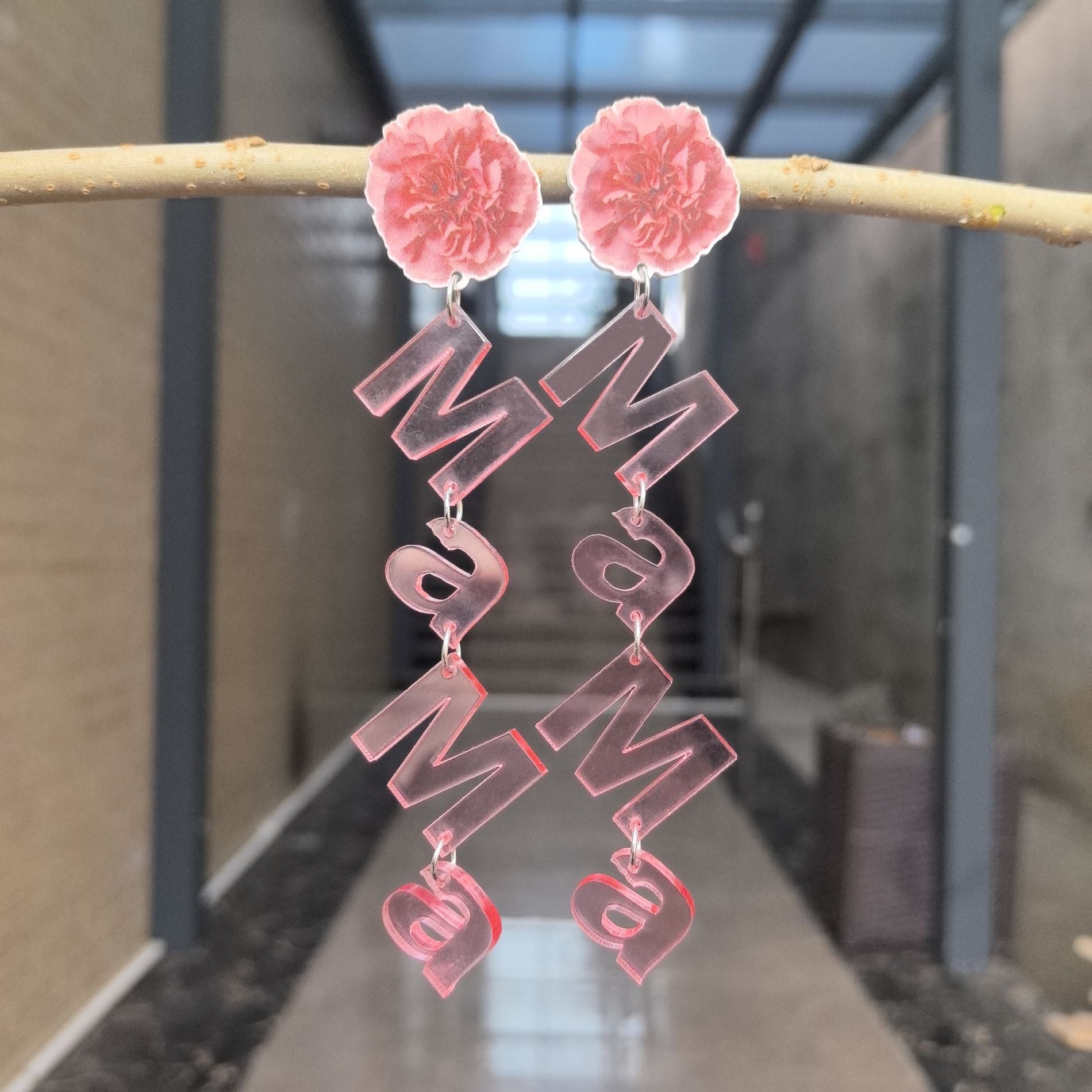 Wholesale 2PCS/Pack flower color transparent candy color mother's day acrylic letter earrings holiday gift earrings