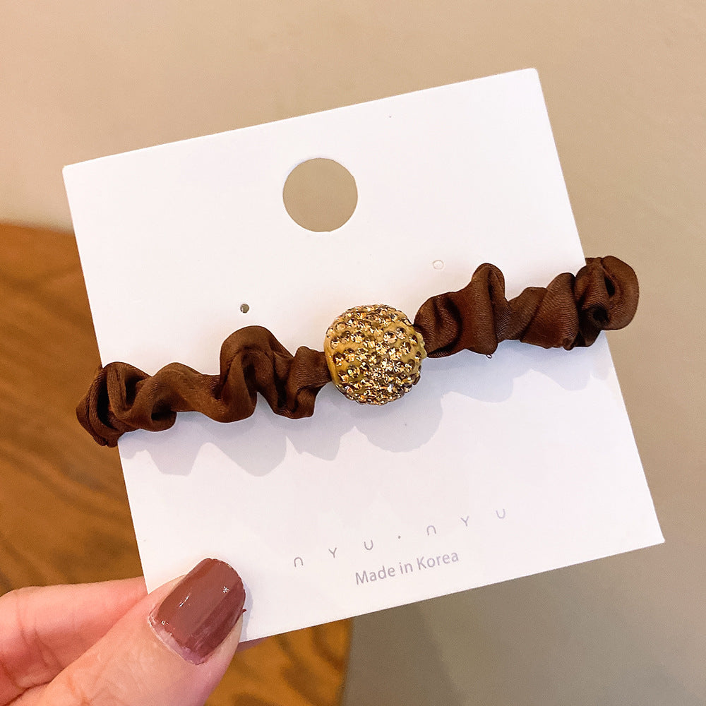 Wholesale leopard hair rope hair ring high sense rhinestone large women's hair accessories