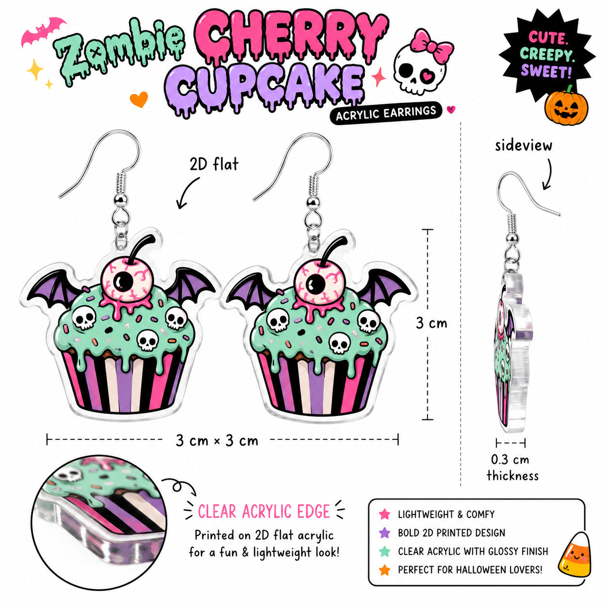 Wholesale 2D Acrylic  Cartoon Dessert Cake Earrings Sweet Cool Style Fashion Jewelry Accessory Gift Boutique Resale