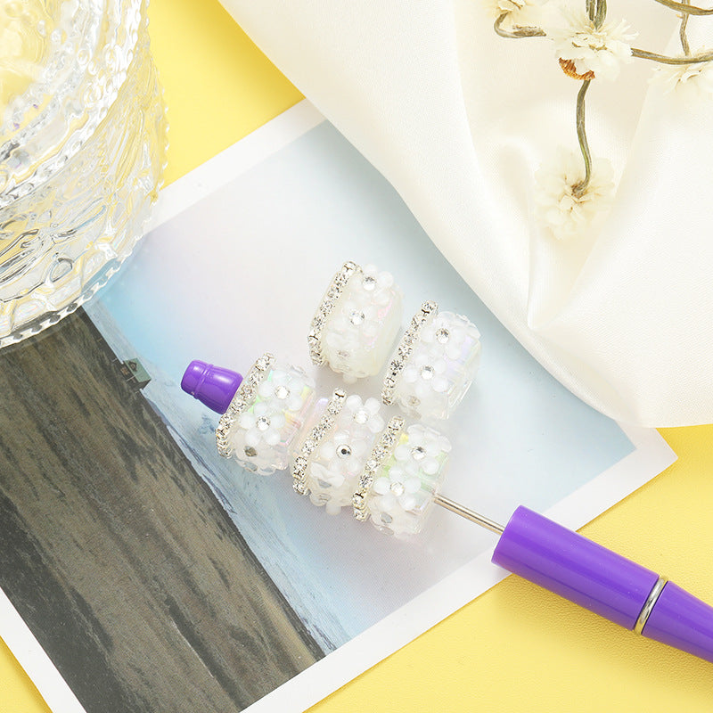 Wholesale 10pcs Heavy-duty Square Cherry Blossom Beads with Drilled Straight Holes