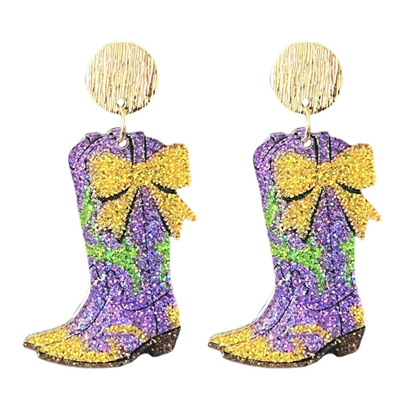 Wholesale Carnival Shining Parade Boots Map Bow Earrings