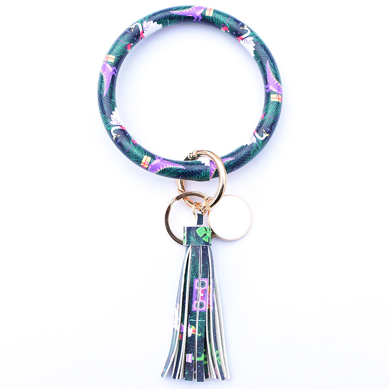 WholesalePU Leather Tassel Bracelet Keychain