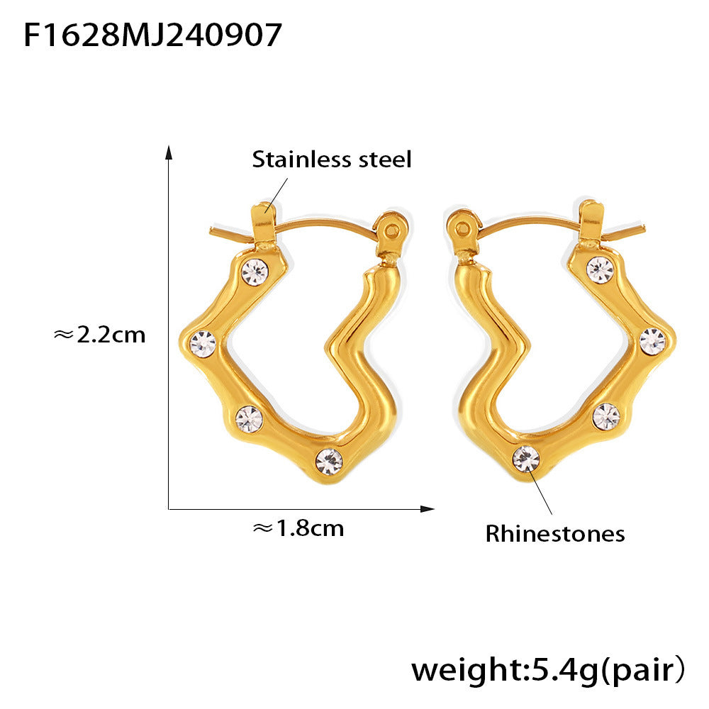 Wholesale Heart Shape Imitation Pearl Earrings Stainless Steel Gold Plated Earrings