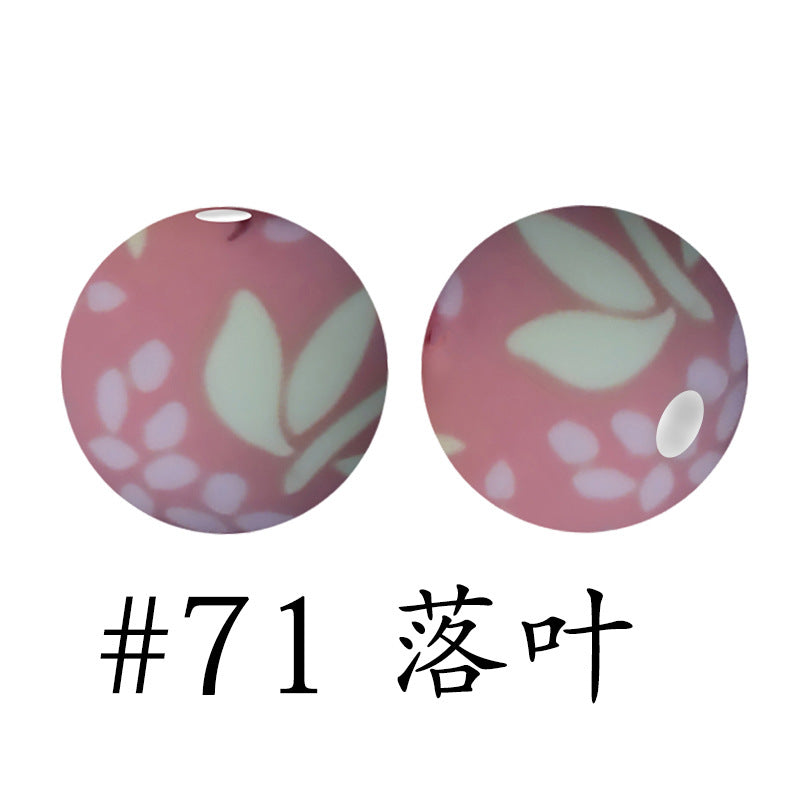 Wholesale 50pcs 16mm Print Silicone Beads Colorful Silicone Water Transfer Beads