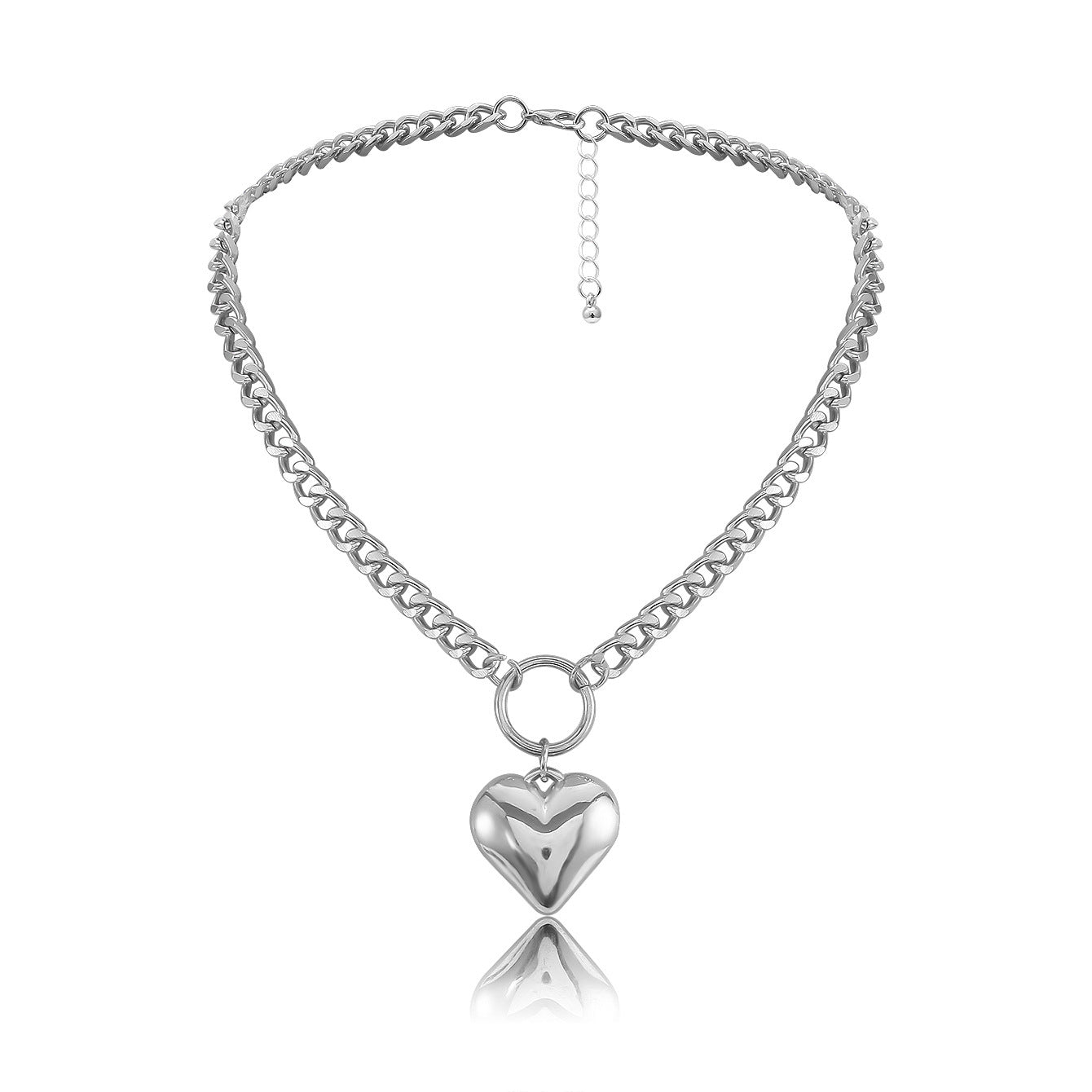 Wholesale Exaggerated Geometric Heart-shaped Metal Necklaces