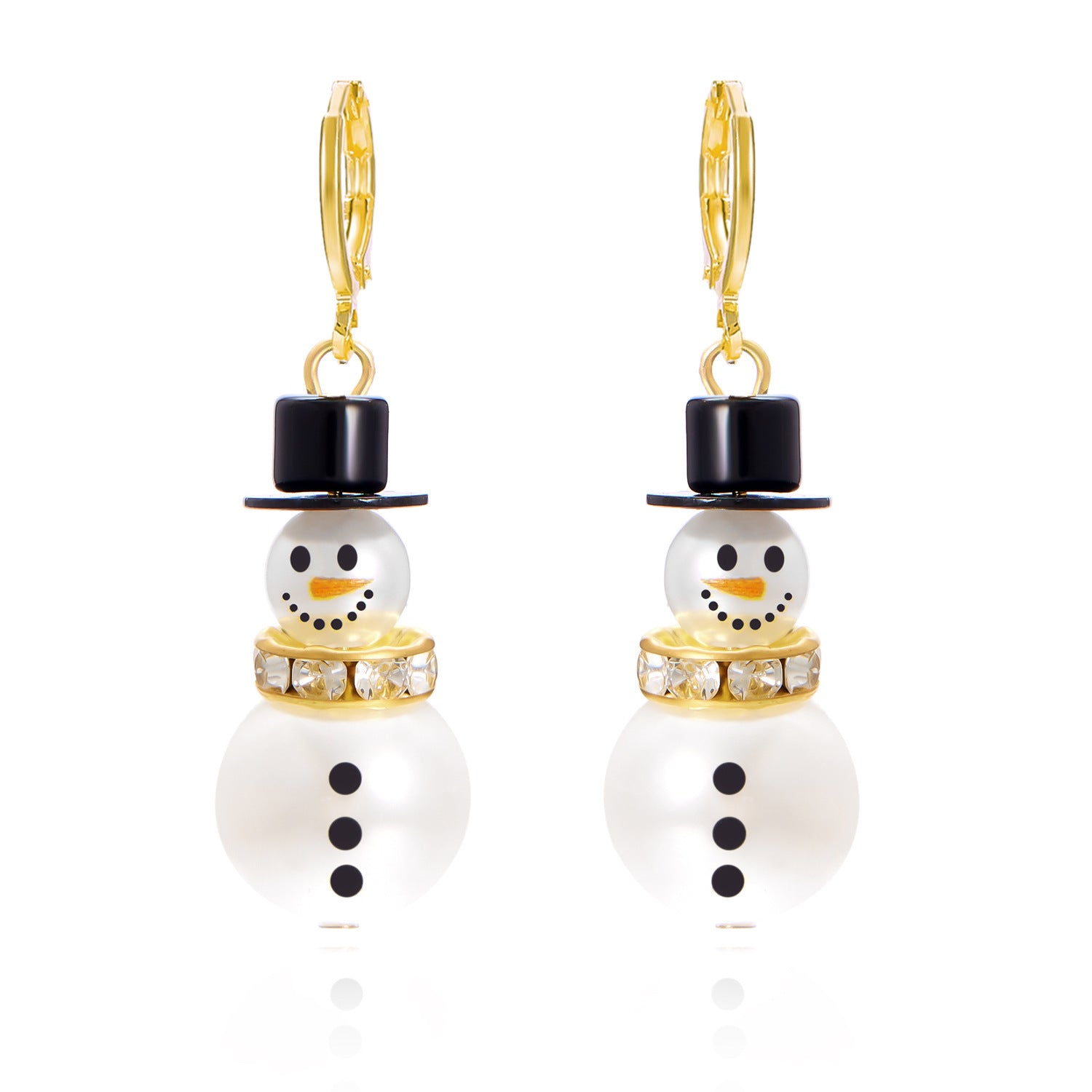 Wholesale Christmas Diamond Snowflake Pearl Hat Snowman Earrings