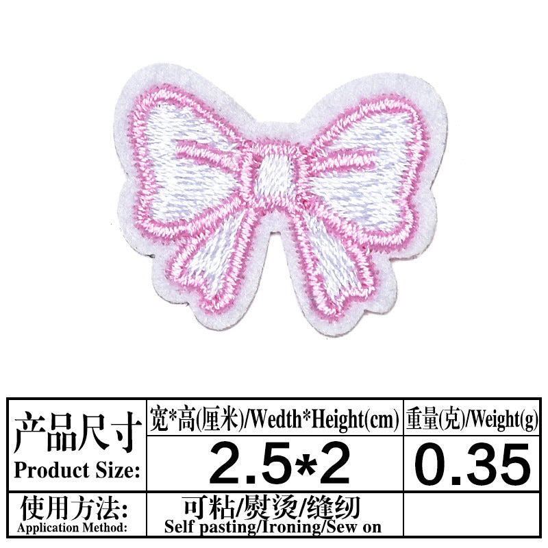 Wholesale 18Pcs Cloth Embroidered Patches Pink Flower Sew On Stickers For Clothing Fashion Accessory