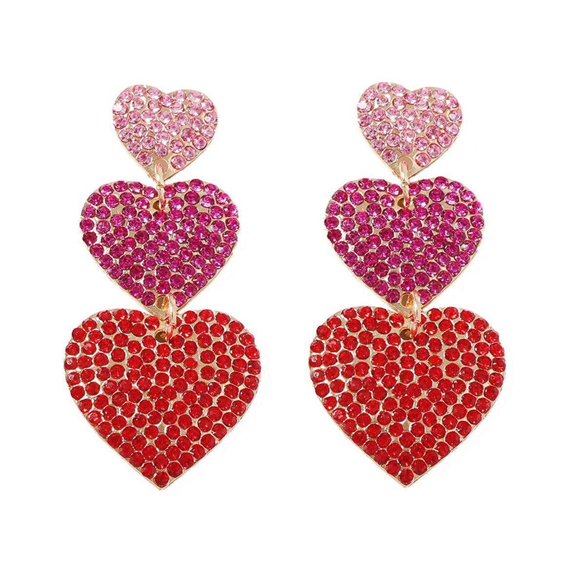 Wholesale Love Full Diamond Valentine' s Day Blingbling Earrings