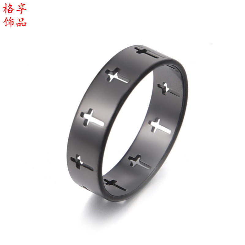 Wholesale Hollow Cross Stainless Steel Ring