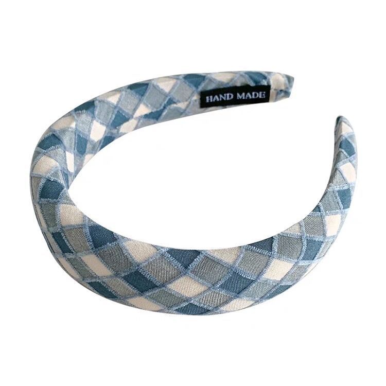 Wholesale Sponge plaid all-match headband retro style wide-brimmed hairpin