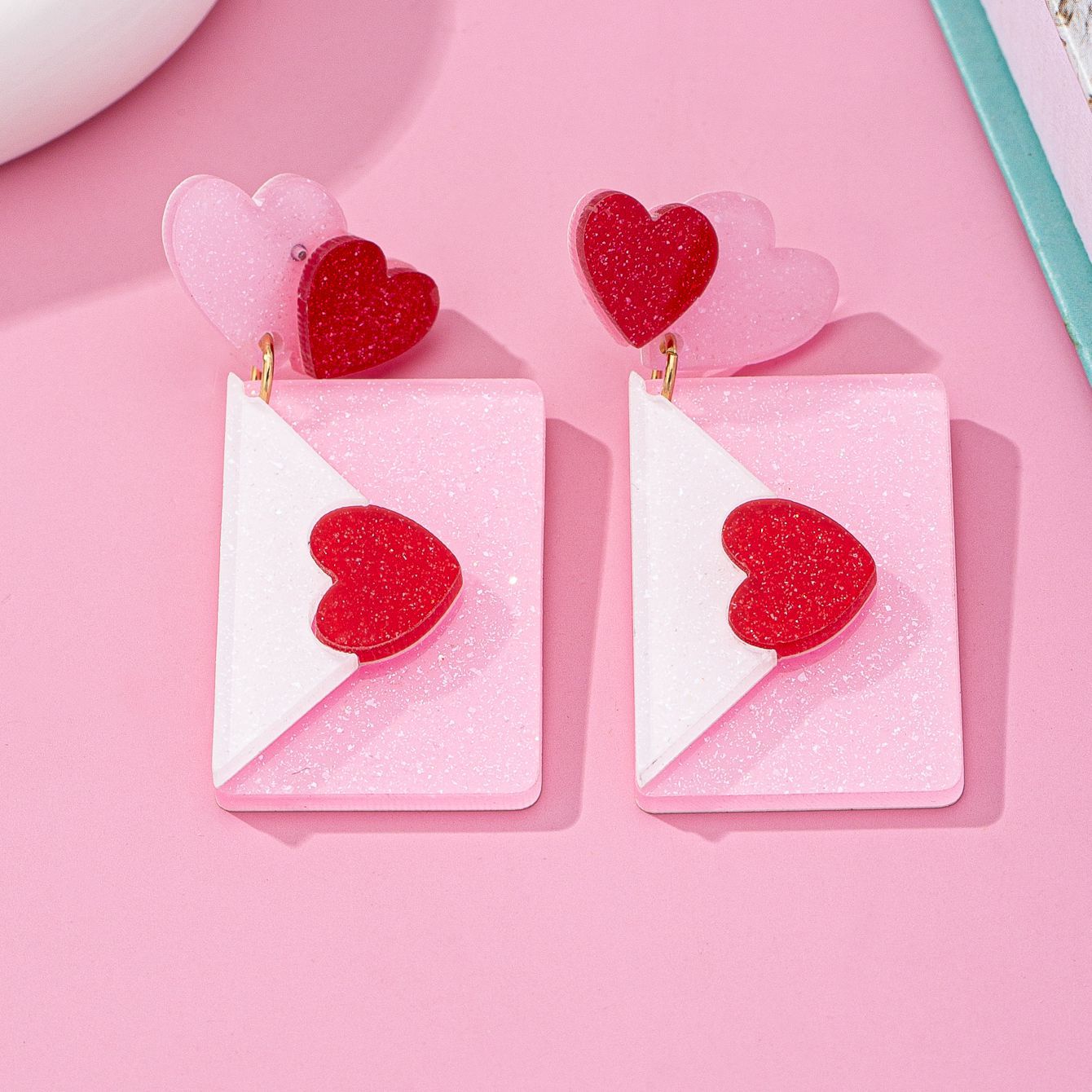 Wholesale Valentine' s Day Love Envelopes Acrylic Earrings