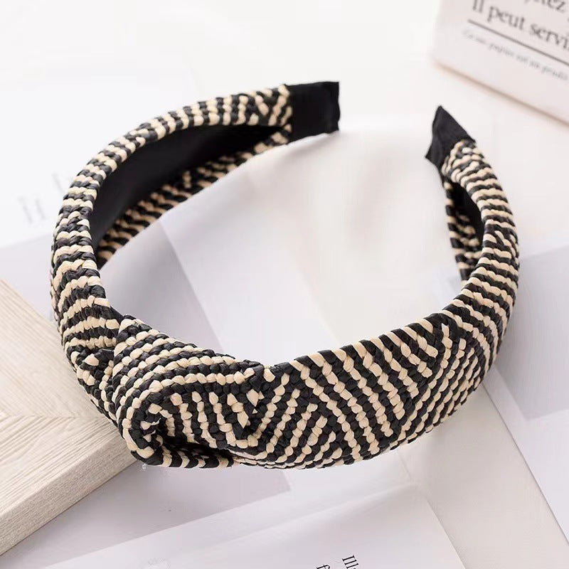 Wholesale Straw braided trendy temperament wide-brimmed simple knotted hair accessories