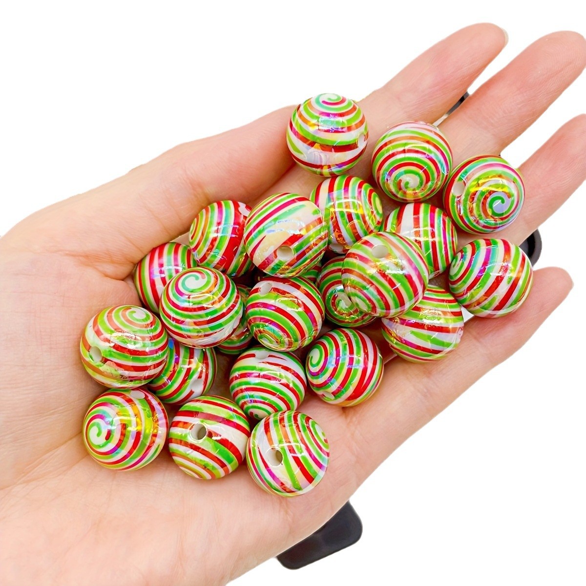 Wholesale 100PCS/PACK Christmas Series Acrylic Candy Thread-printed Beads