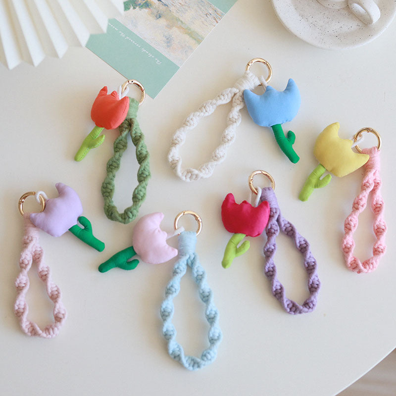 Wholesale Cotton Rope Tulip Handwoven Wrist Strap Keychain