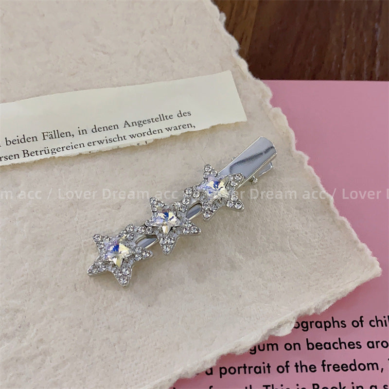 Wholesale Pink Rhinestone Pentagram Mixed Material Hair Clips