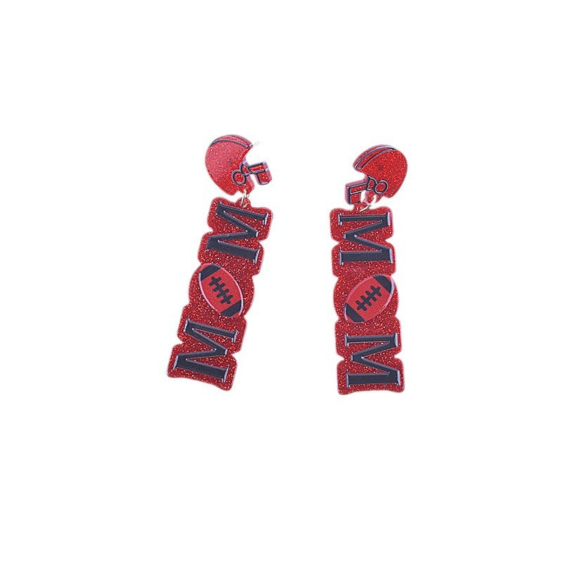 Wholesale Sports accessories baseball football rugby heart acrylic earrings