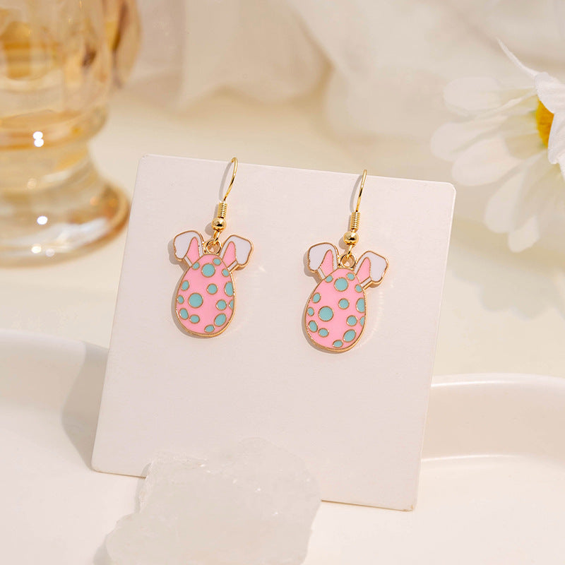 Wholesale Easter Egg Cartoon Titanium Steel Earrings
