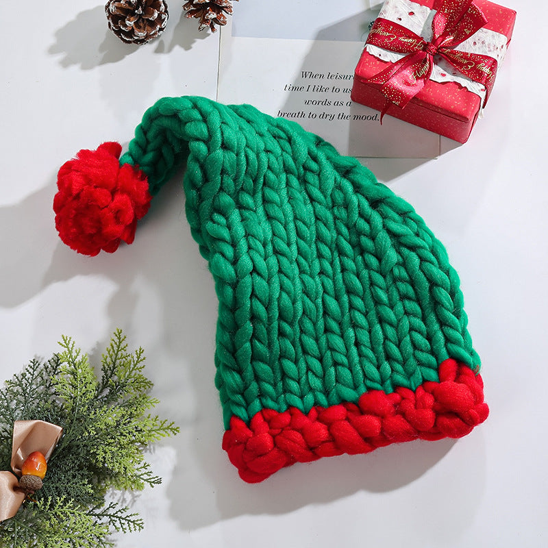 Wholesale Extra Thick Wool Christmas Hats Hand Knitted Santa Hats Parent-child Hats