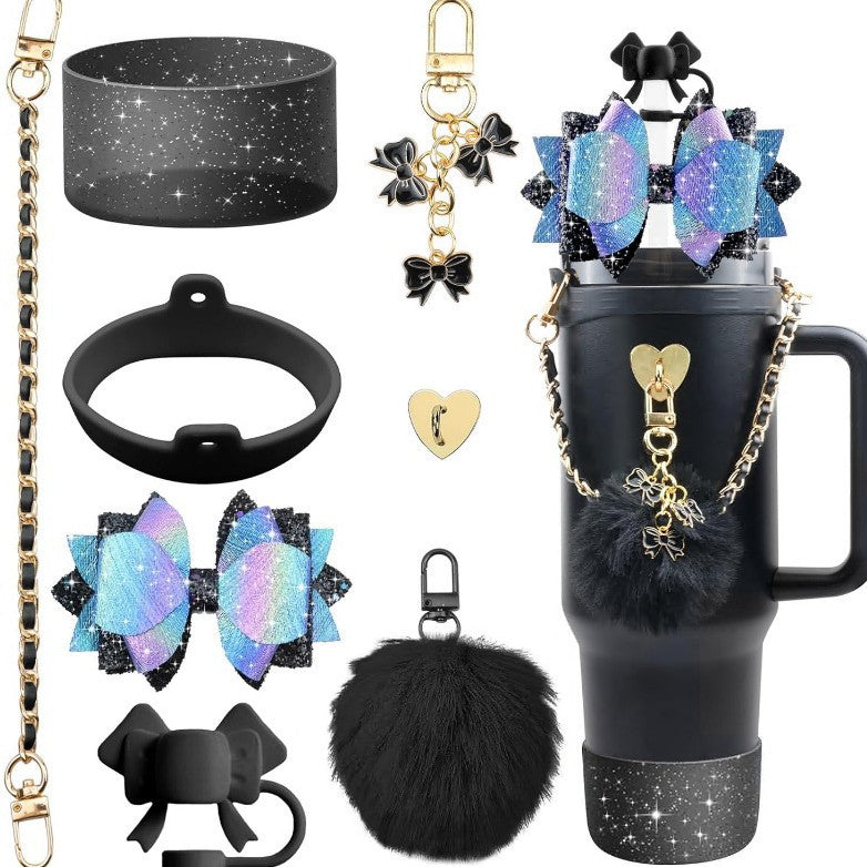 Wholesale Straw hat cup set cup chain colorful begonia flower key chain set