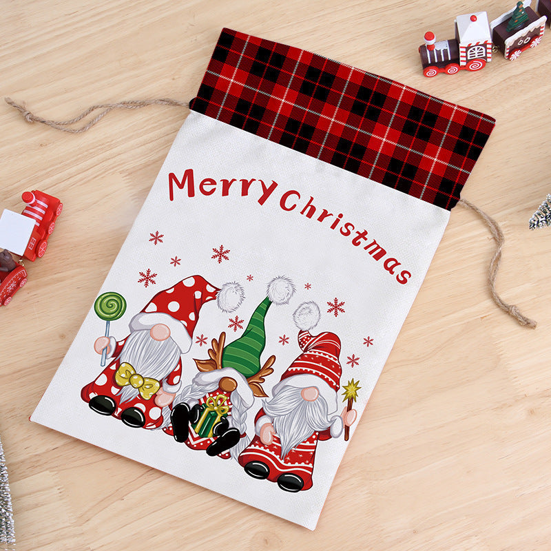 Wholesale Cloth Candy Bag Christmas Drawstring Cartoon Gift Bag