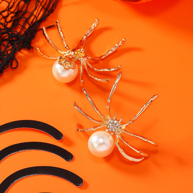 Wholesale Black Pearl Spider Insect Earrings