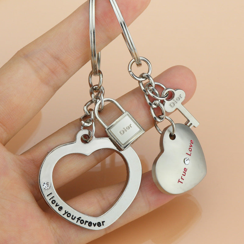 Wholesale Valentine' s Day Silver Love Key Metal Keychain