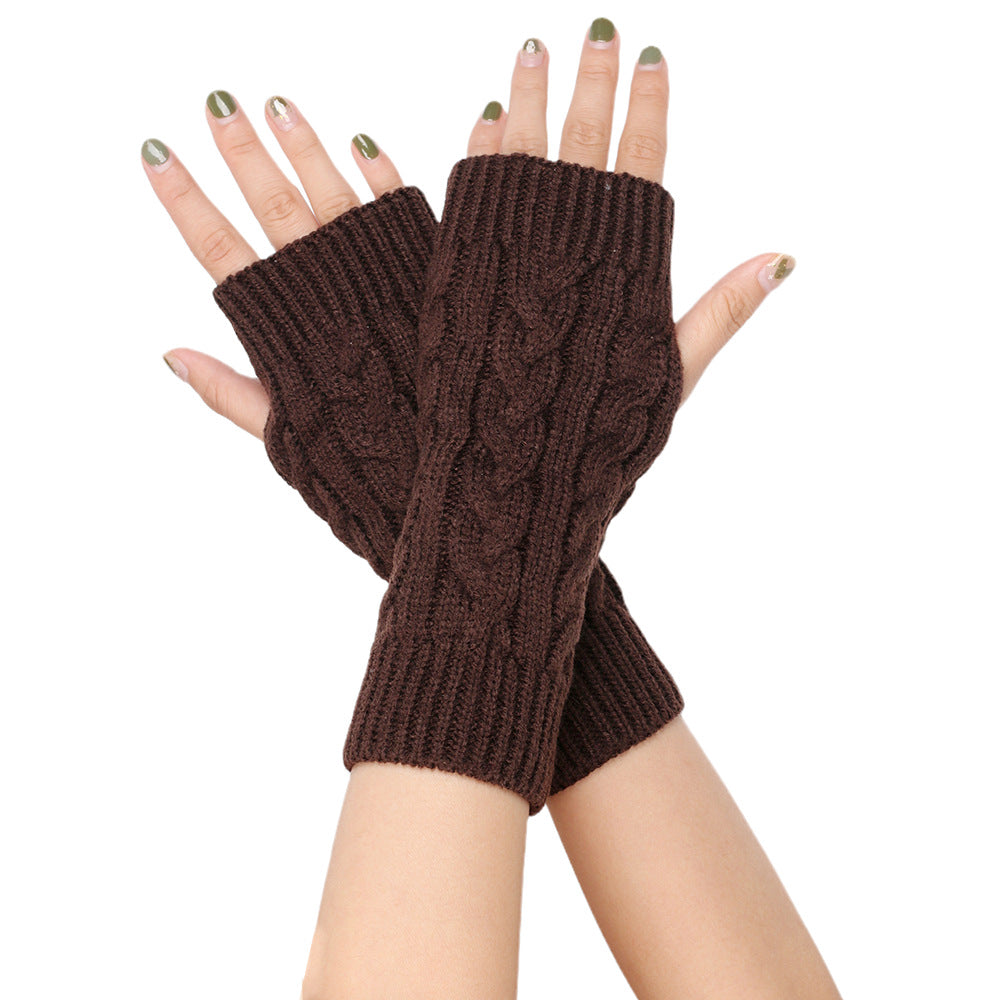 Wholesale Twisted 8-shaped Wool Half-finger Short Wrist Guard Fingerless Warm Acrylic Arm Gloves