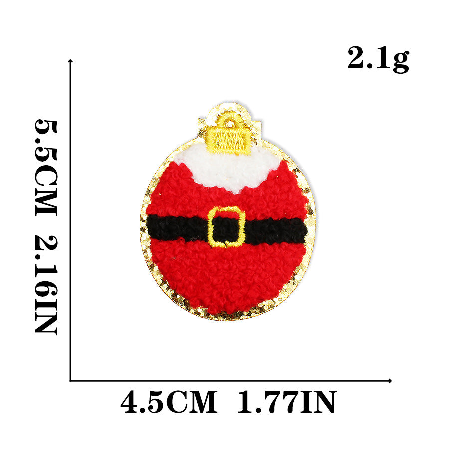 Wholesale Christmas Snowman Embroidered Chenille Sew On Patches Gold Trim For Clothing DIY Craft Supply